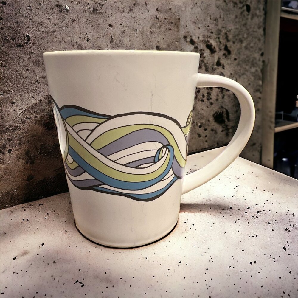 Starbucks Bone China Summer 2010 Green/Lime Wave, Colorful Mugs Collectibles
